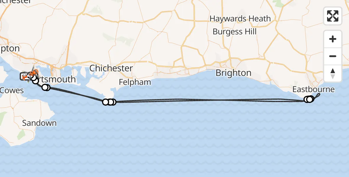 Flight route Coastguard Helicopter Solent Airport - Solent Airport, 21 September 2026, 14:28