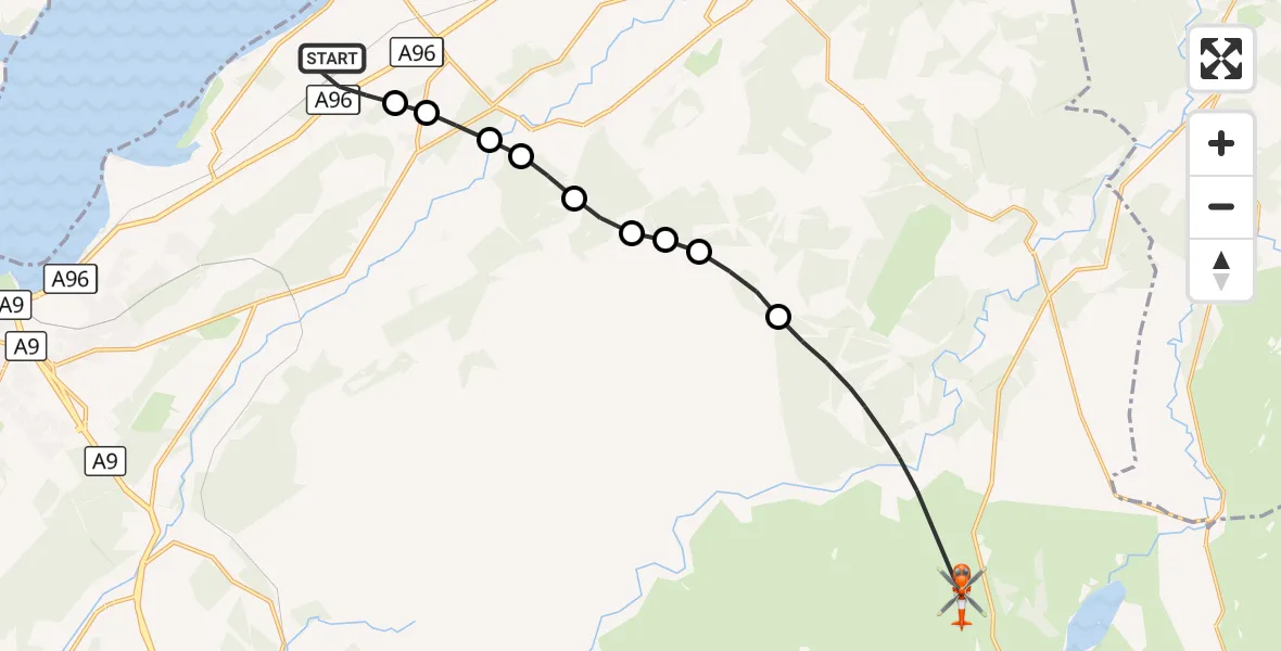Flight route Coastguard Helicopter Inverness Airport - Highland, 21 September 2026, 14:37