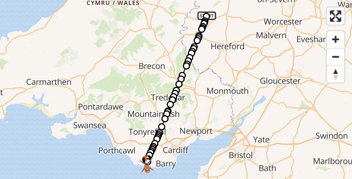 Flight route Coastguard Helicopter Pembridge - MOD St Athan, 21 September 2026, 15:29