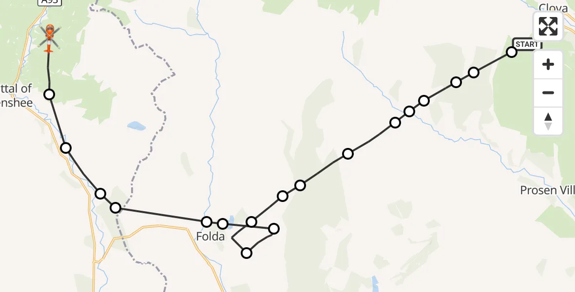 Flight route Coastguard Helicopter Clova - Spittal of Glenshee, 21 September 2026, 15:51