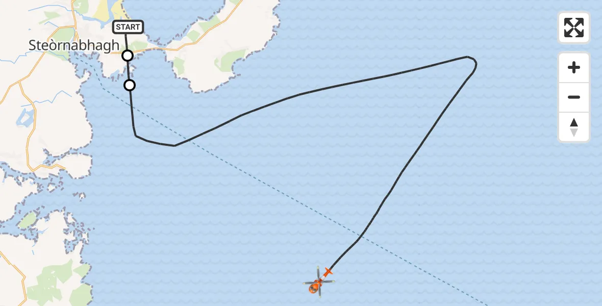 Flight route Coastguard Helicopter Stornoway Airport - Inner Seas, 21 September 2026, 18:37