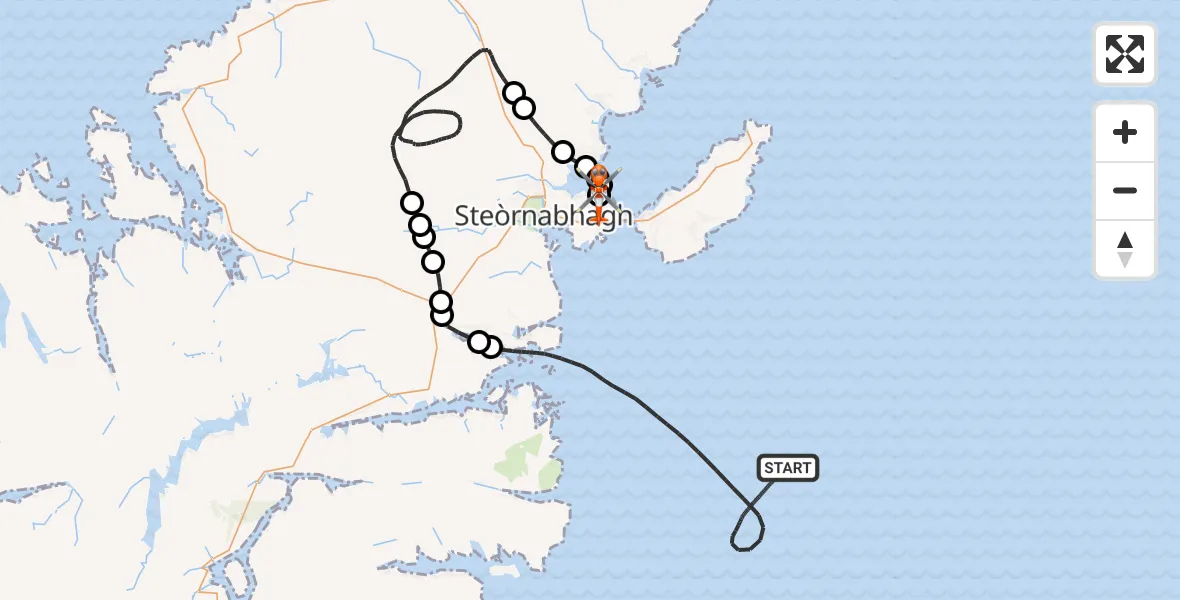 Flight route Coastguard Helicopter Inner Seas - Stornoway Airport, 21 September 2026, 19:16