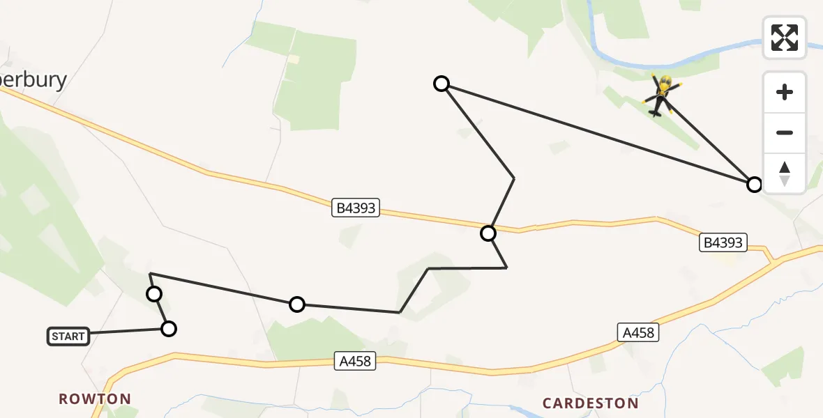 Flight route Police Helicopter Alberbury - Ford, 21 September 2026, 20:41