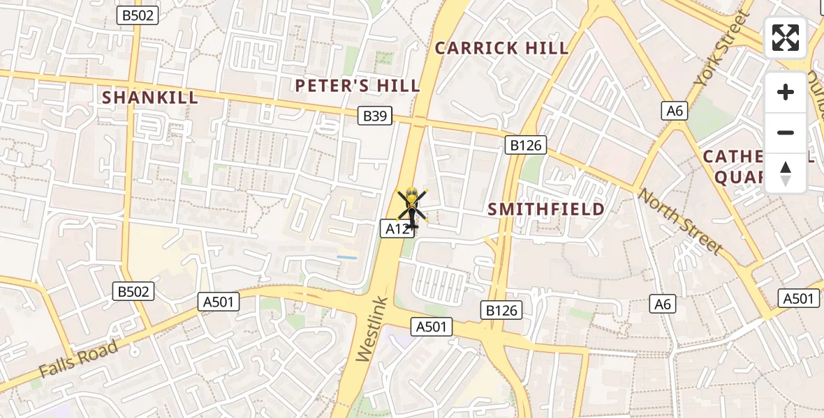 Flight route Police Helicopter Belfast City District - Belfast City District, 21 September 2026, 21:03