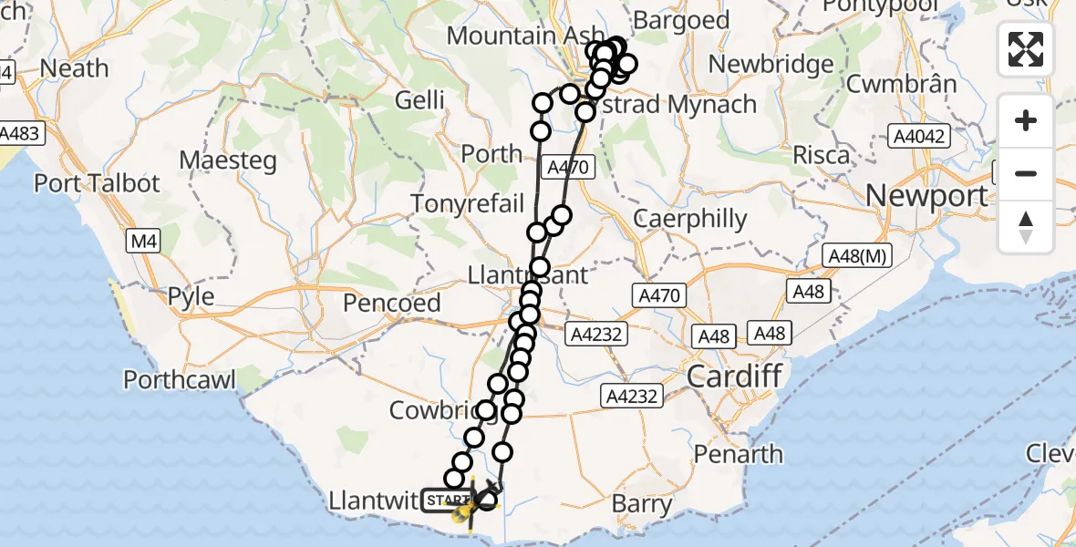 Flight route Police Helicopter MOD St Athan - MOD St Athan, 21 September 2026, 21:41