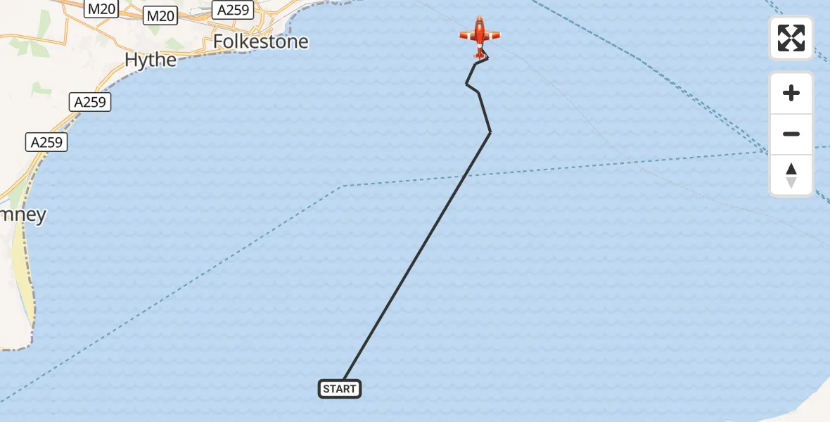 Flight route Coastguard Drone English Channel - English Channel, 22 September 2026, 04:51