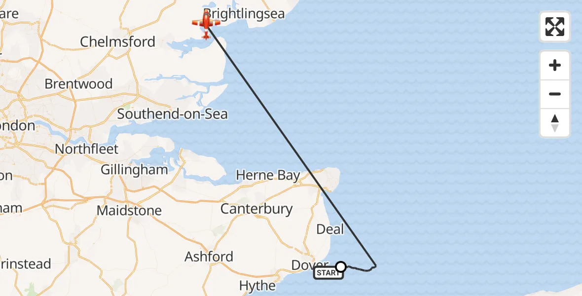 Flight route Coastguard Drone English Channel - Maldon, 22 September 2026, 06:10