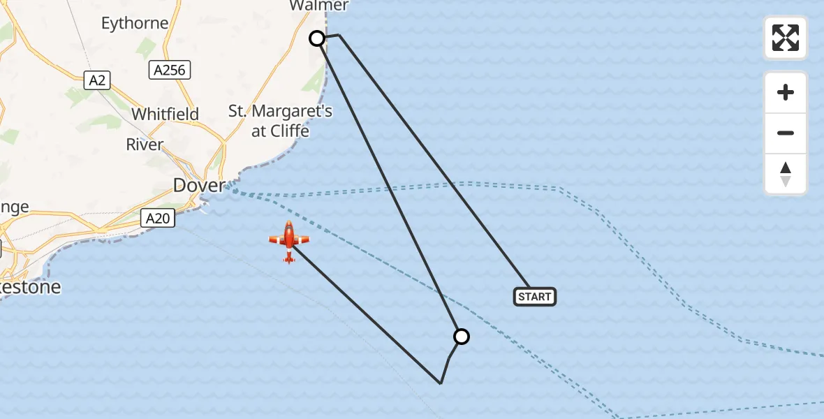 Flight route Coastguard Drone North Sea - English Channel, 22 September 2026, 06:36