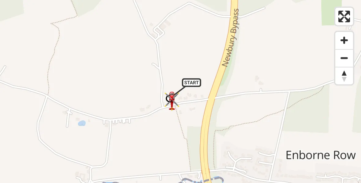 Flight route Air Ambulance Helicopter Enborne Row - Woolton Hill, 22 September 2026, 08:12