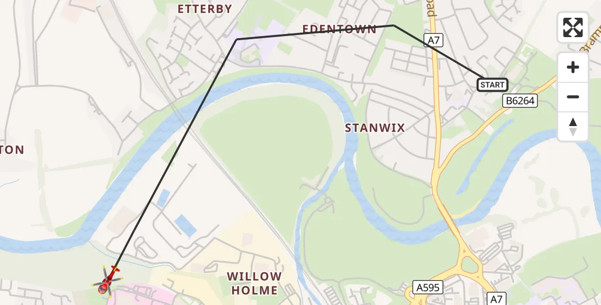 Flight route Air Ambulance Helicopter Carlisle - Carlisle General, 22 September 2026, 08:17