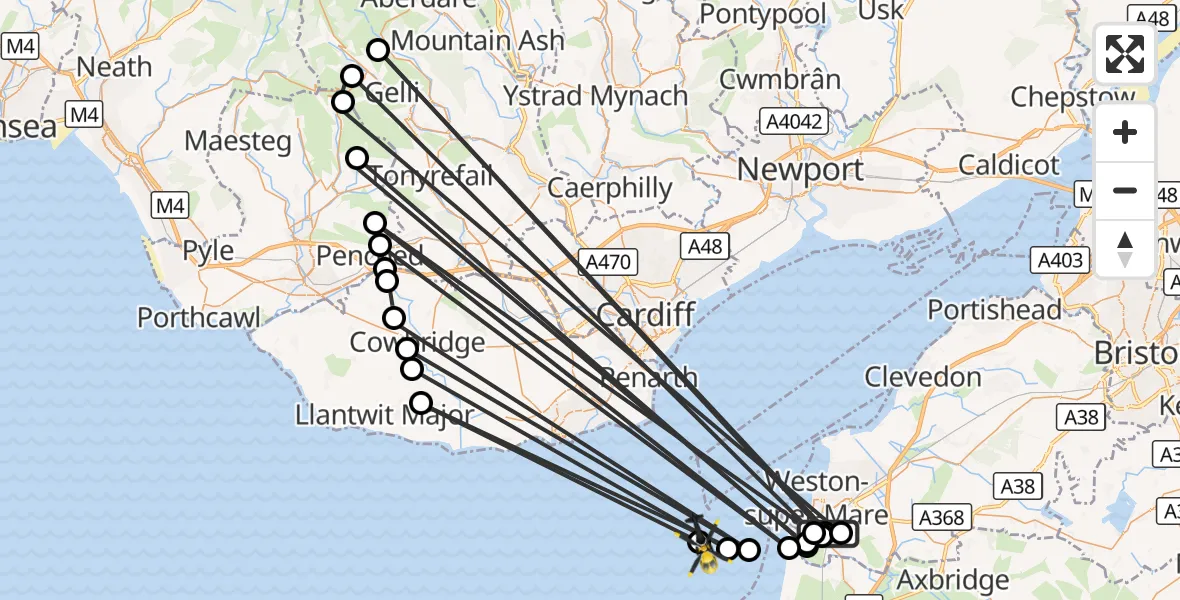 Flight route Police Helicopter Weston-super-Mare - Bristol Channel, 22 September 2026, 08:18