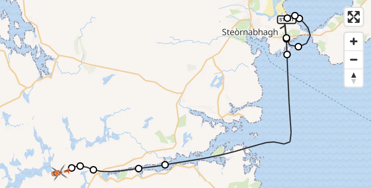 Flight route Coastguard Helicopter Stornoway Airport - Àirigh Sgre, 22 September 2026, 08:50