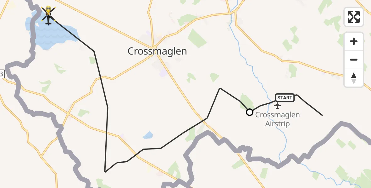 Flight route Police Helicopter Crossmaglen Airstrip - Crossmaglen, 22 September 2026, 09:46