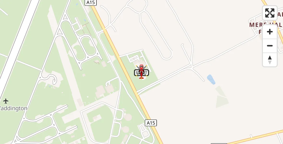 Flight route Air Ambulance Helicopter RAF Waddington - North Kesteven, 22 September 2026, 09:47