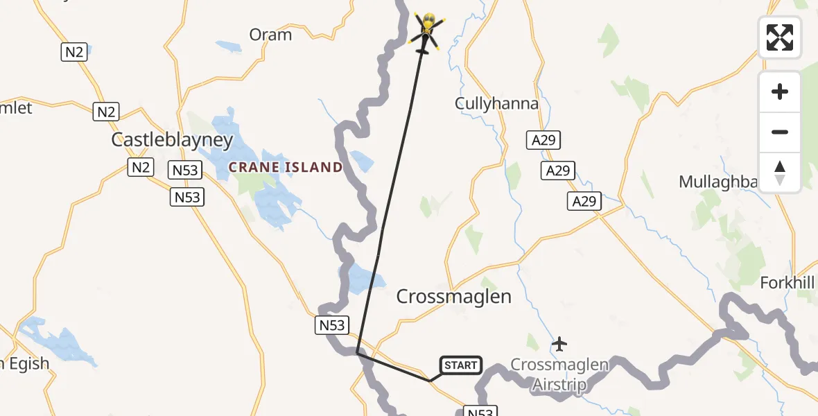 Flight route Police Helicopter Crossmaglen - Crossmaglen, 22 September 2026, 09:56