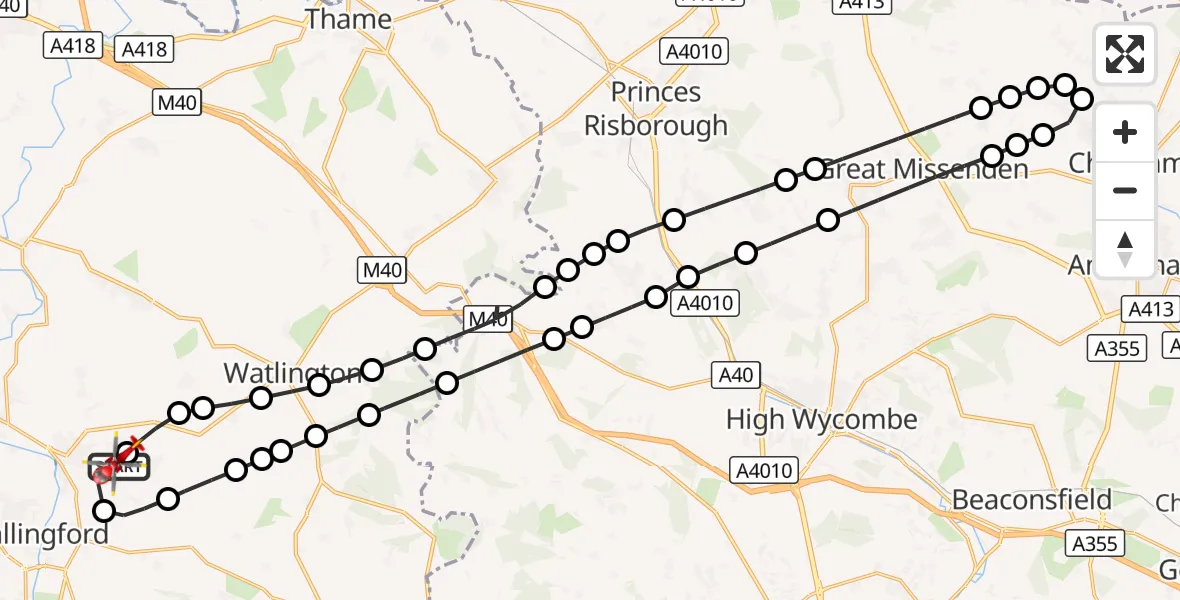 Flight route Air Ambulance Helicopter RAF Benson - RAF Benson, 22 September 2026, 11:14