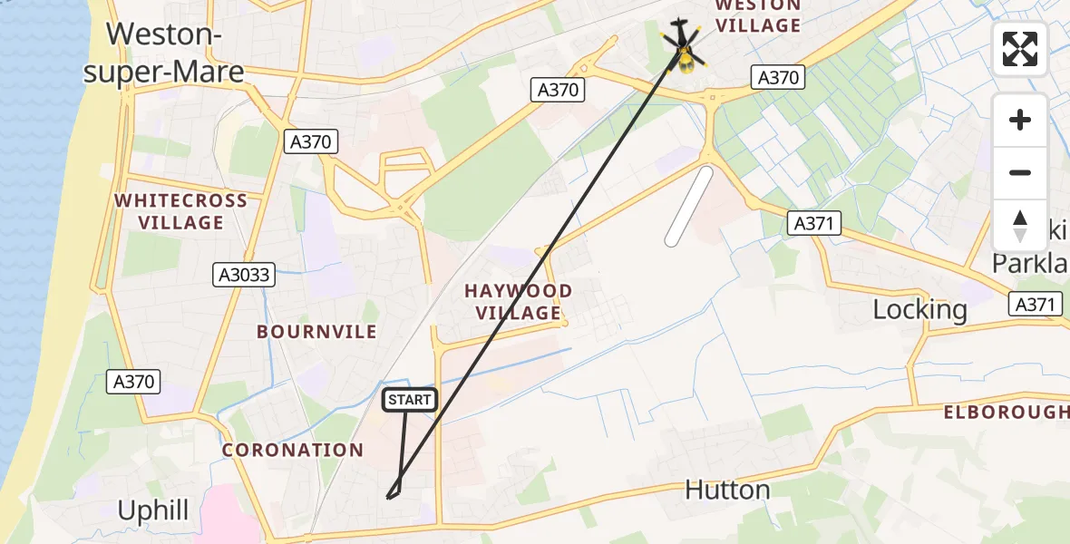 Flight route Police Helicopter Weston-super-Mare - Weston-super-Mare, 22 September 2026, 11:46