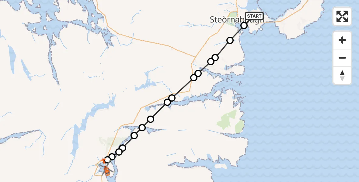 Flight route Coastguard Helicopter Stornoway Airport - Àth an Linne, 22 September 2026, 13:06