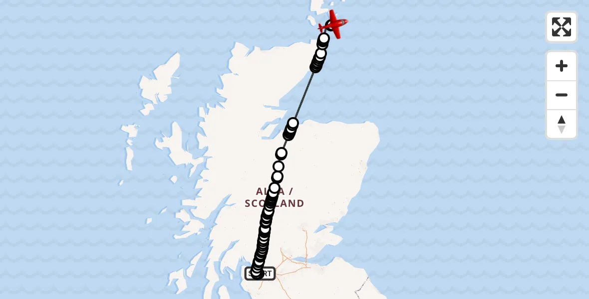 Flight route Air Ambulance Aircraft Glasgow Airport - North Sea, 22 September 2026, 13:05
