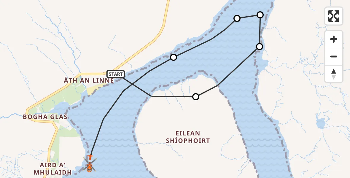 Flight route Coastguard Helicopter Àth an Linne - Àth an Linne, 22 September 2026, 13:17