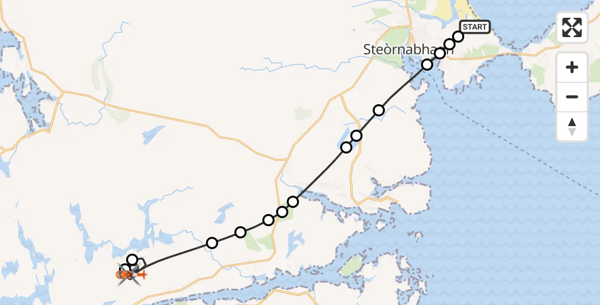 Flight route Coastguard Helicopter Stornoway Airport - Baile Ailein, 22 September 2026, 14:04
