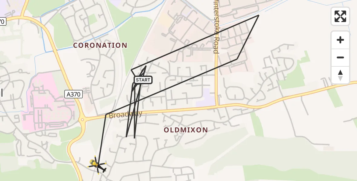 Flight route Police Helicopter Weston-super-Mare - Weston-super-Mare, 22 September 2026, 14:18