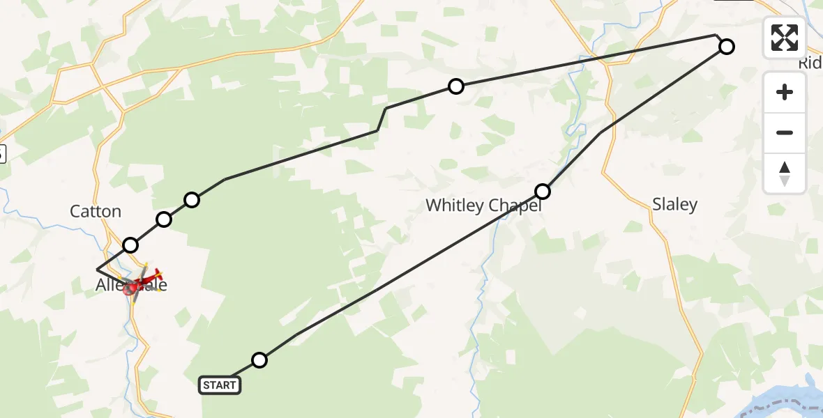 Flight route Air Ambulance Helicopter Allendale - Allendale, 22 September 2026, 14:25