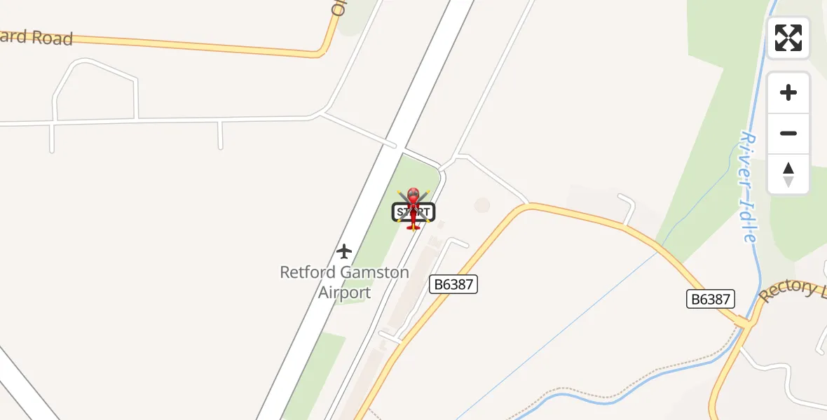 Flight route Air Ambulance Helicopter Retford Gamston Airport - Retford Gamston Airport, 22 September 2026, 15:37