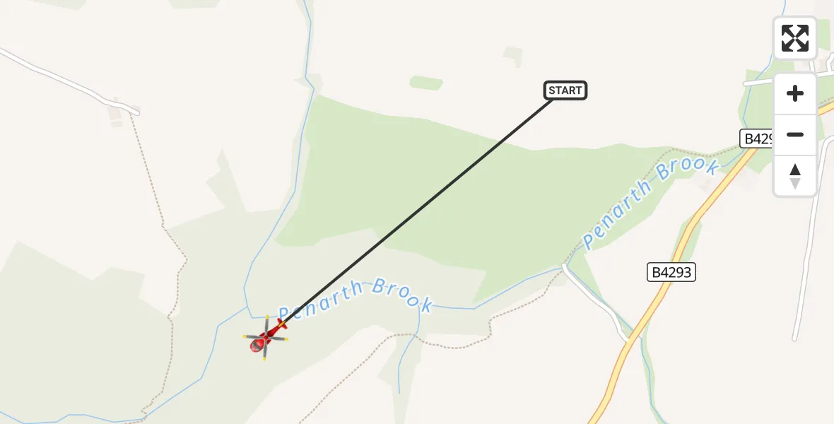Flight route Air Ambulance Helicopter Trellech - Trellech, 22 September 2026, 17:45