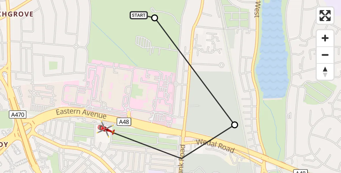 Flight route Air Ambulance Helicopter Birchgrove - Birchgrove, 22 September 2026, 17:57