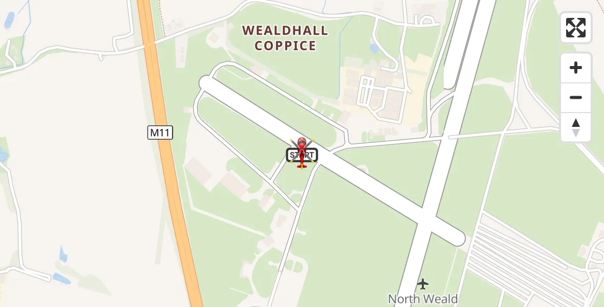 Flight route Air Ambulance Helicopter North Weald Airfield - North Weald Airfield, 22 September 2026, 18:47