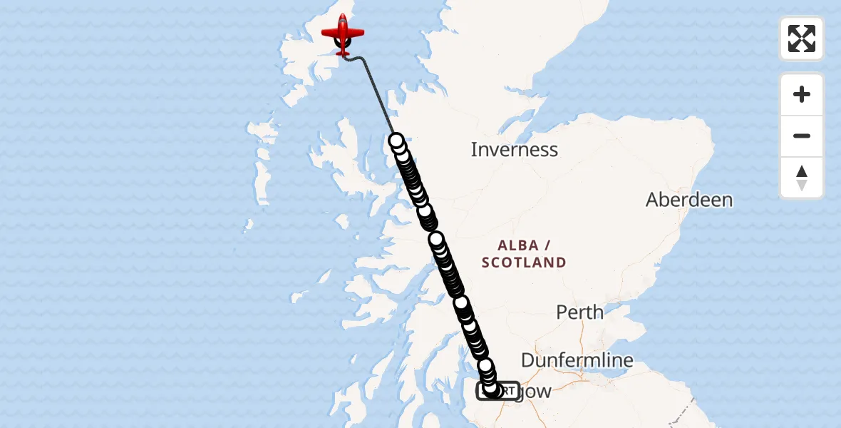 Flight route Air Ambulance Aircraft Glasgow Airport - Stornoway Airport, 22 September 2026, 18:52