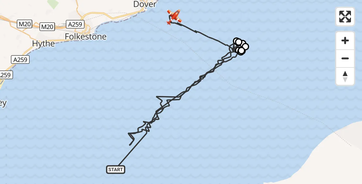 Flight route Coastguard Drone English Channel - English Channel, 23 September 2026, 03:48