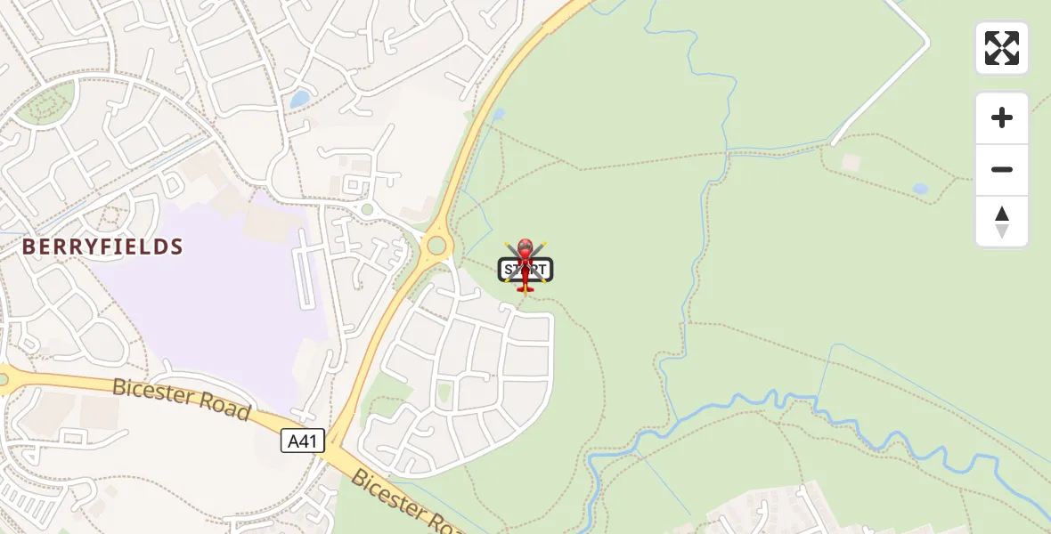 Flight route Air Ambulance Helicopter Berryfields - Berryfields, 23 September 2026, 08:56