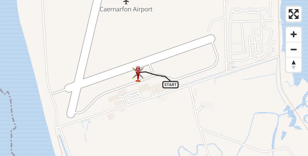Flight route Air Ambulance Helicopter Caernarfon Airport - Caernarfon Airport, 23 September 2026, 08:57