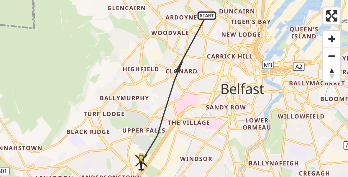 Flight route Police Helicopter Belfast City District - Belfast City District, 23 September 2026, 11:03