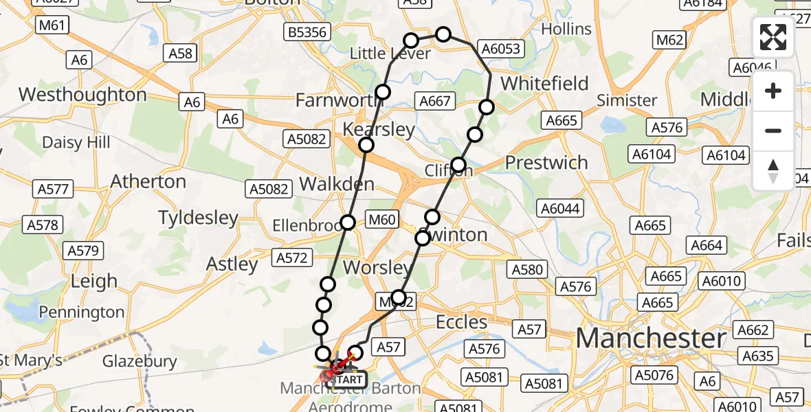 Flight route Air Ambulance Helicopter Manchester Barton Aerodrome - Manchester Barton Aerodrome, 23 September 2026, 12:10