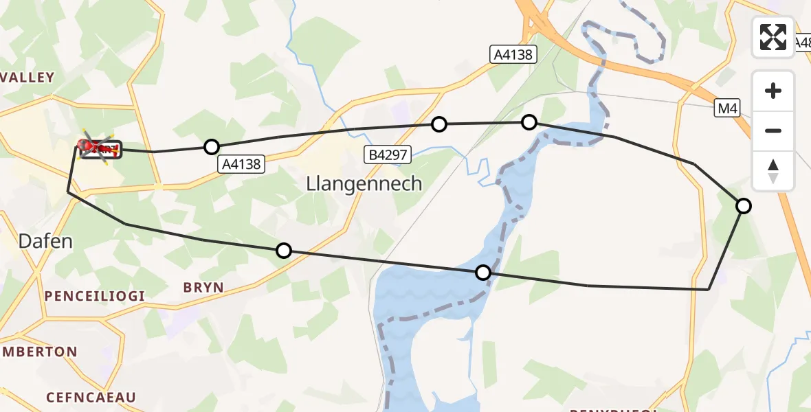 Flight route Air Ambulance Helicopter Dafen - Dafen, 23 September 2026, 12:55