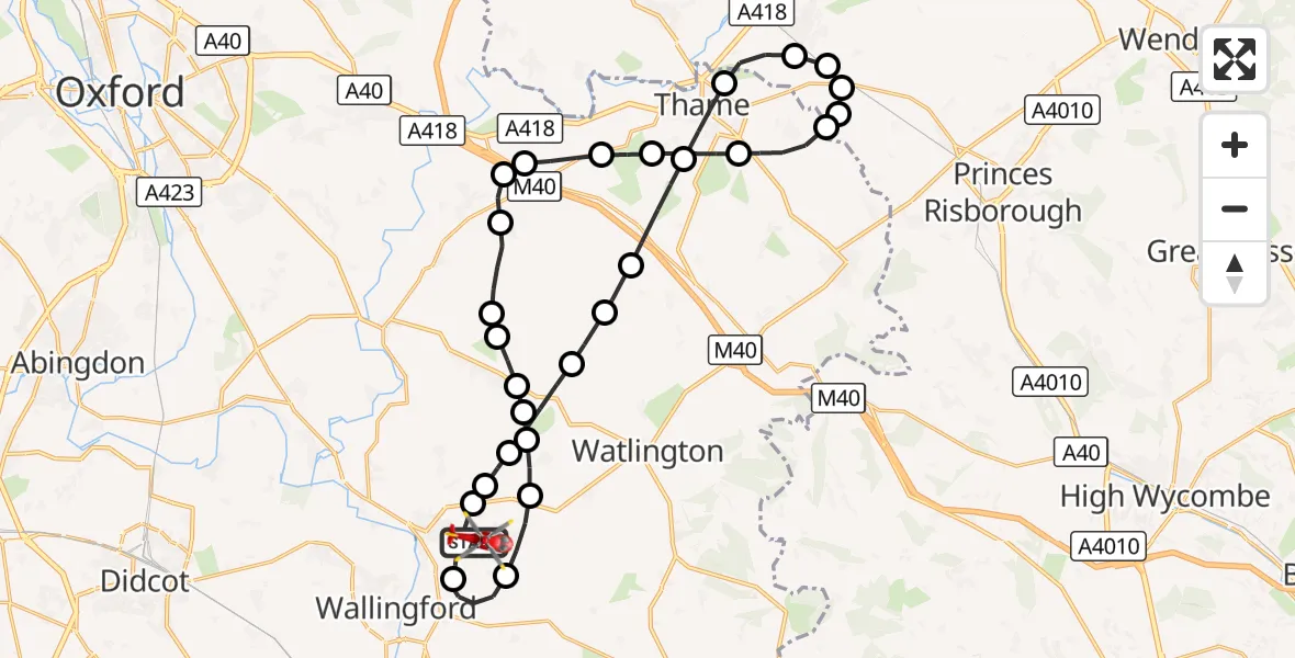 Flight route Air Ambulance Helicopter RAF Benson - RAF Benson, 23 September 2026, 14:14