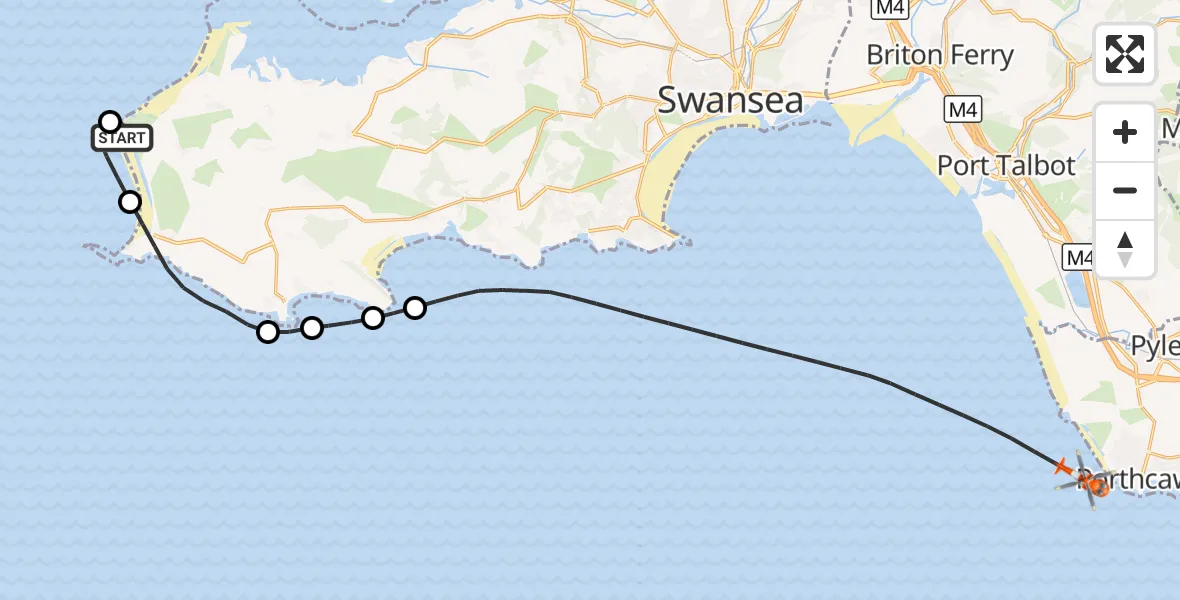 Flight route Coastguard Helicopter Llangennith, Llanmadoc and Cheriton - Bristol Channel, 23 September 2026, 14:21