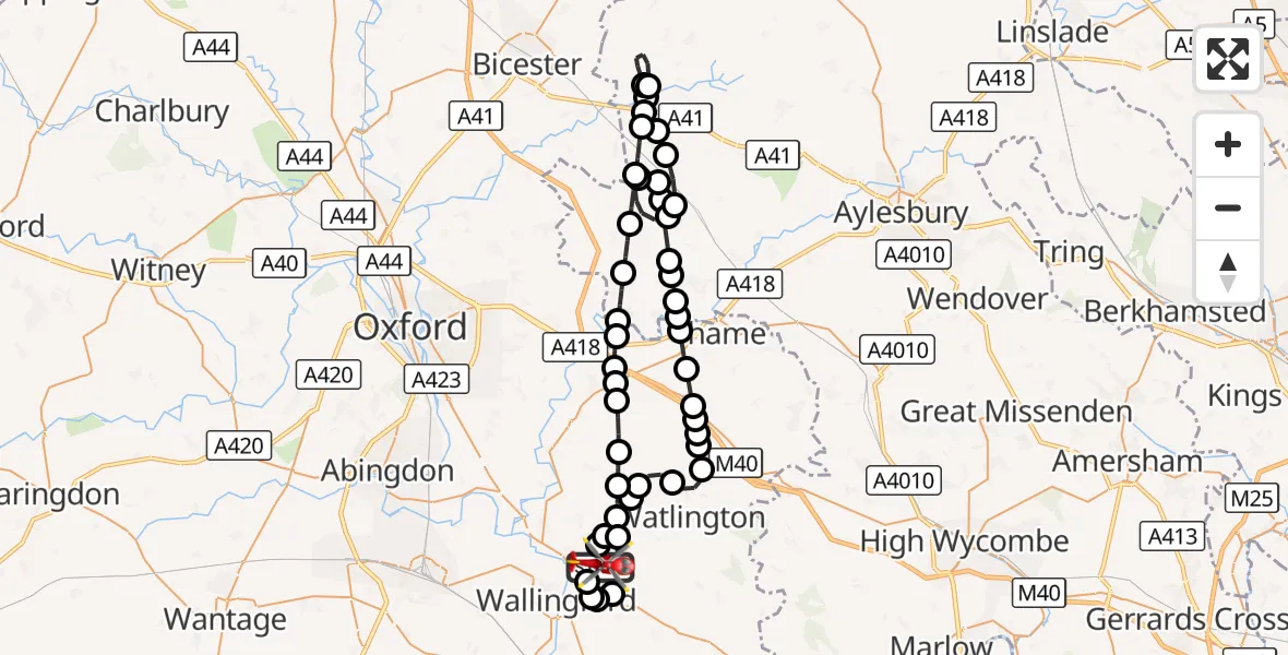 Flight route Air Ambulance Helicopter RAF Benson - RAF Benson, 23 September 2026, 15:06