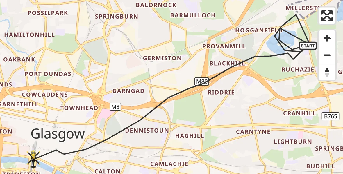 Flight route Police Helicopter Glasgow - Glasgow, 23 September 2026, 18:32
