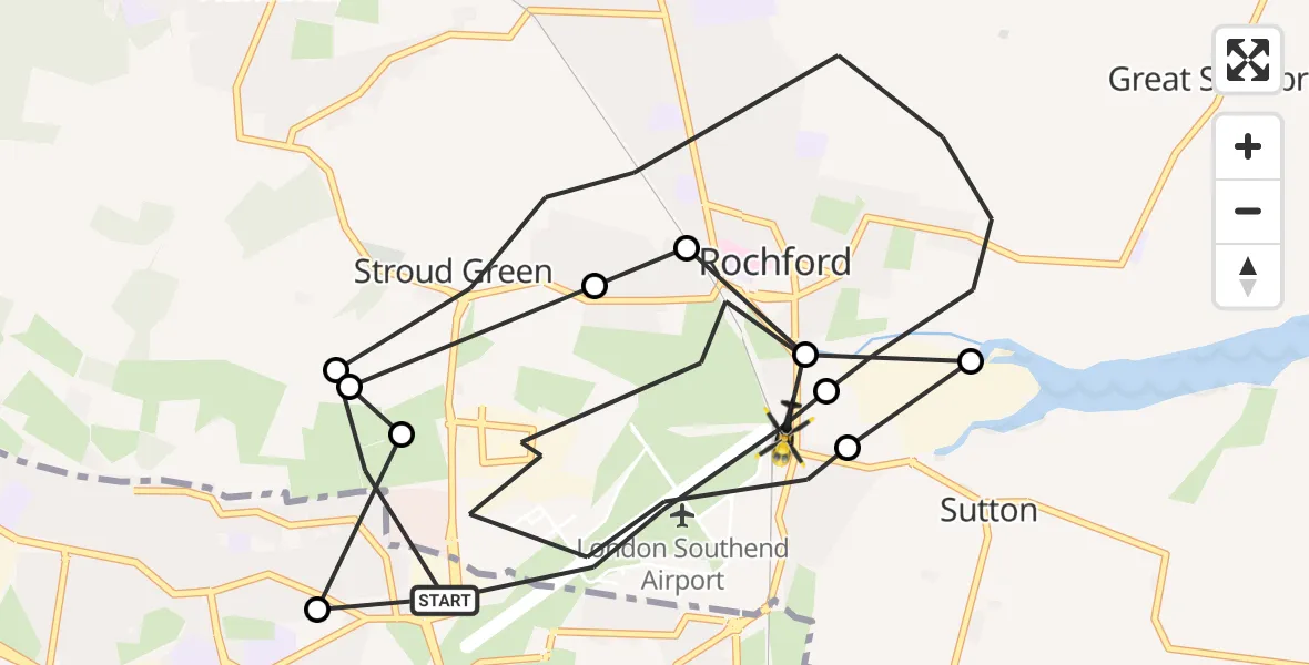 Flight route Police Helicopter London Southend Airport - London Southend Airport, 23 September 2026, 18:46