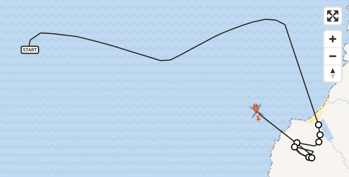 Flight route Coastguard Helicopter North Atlantic Ocean - Inner Seas, 23 September 2026, 19:18