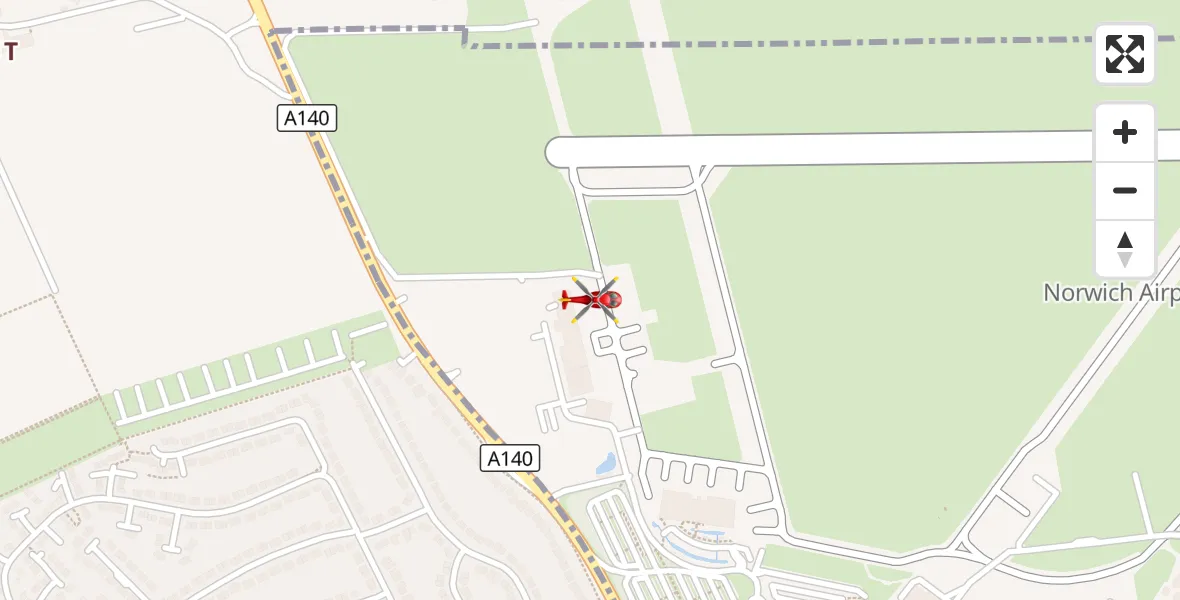 Flight route Air Ambulance Helicopter Norwich Airport - Norwich Airport, 23 September 2026, 20:09