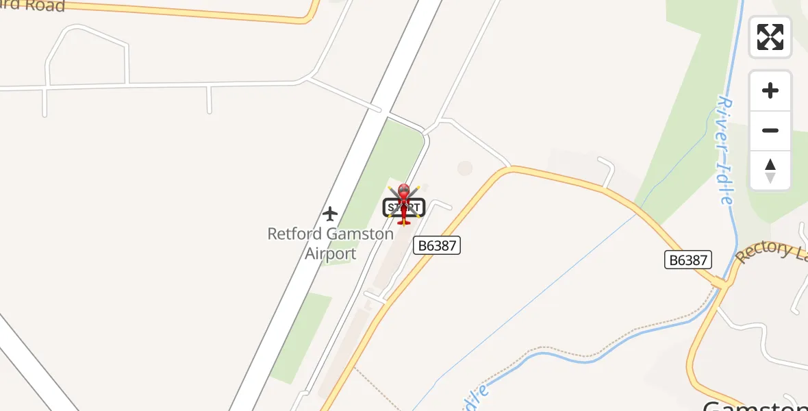 Flight route Air Ambulance Helicopter Retford Gamston Airport - Retford Gamston Airport, 23 September 2026, 21:23