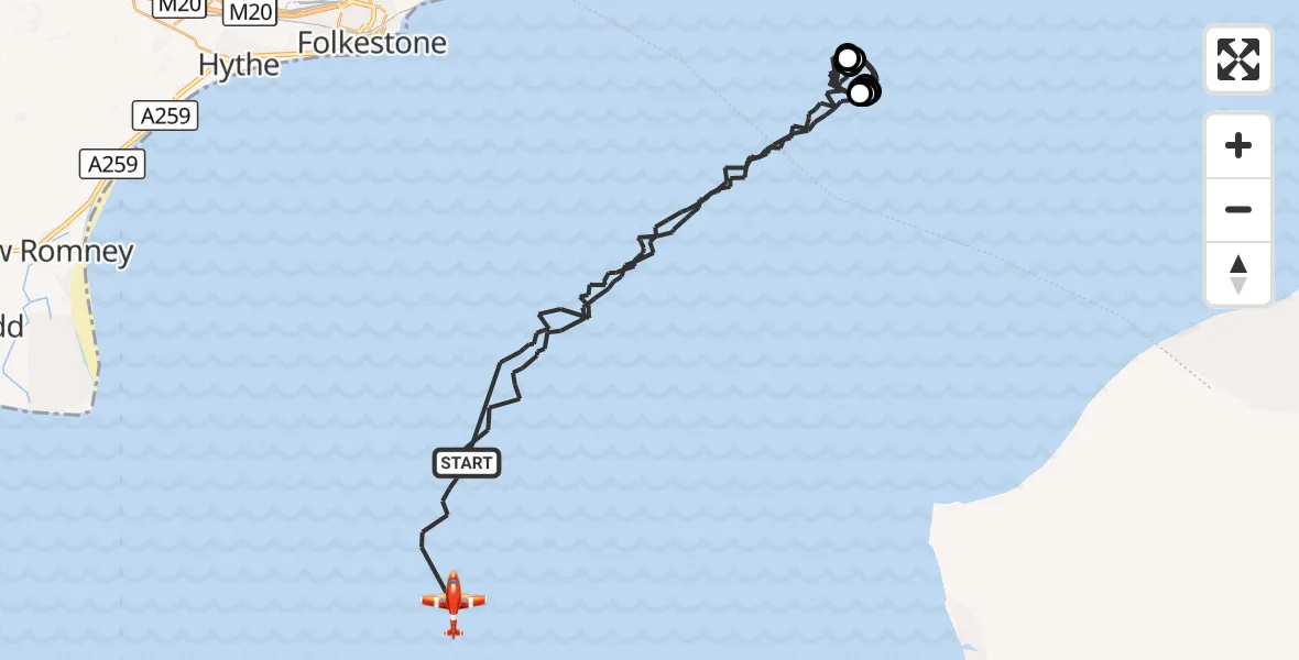 Flight route Coastguard Drone English Channel - English Channel, 24 September 2026, 01:44