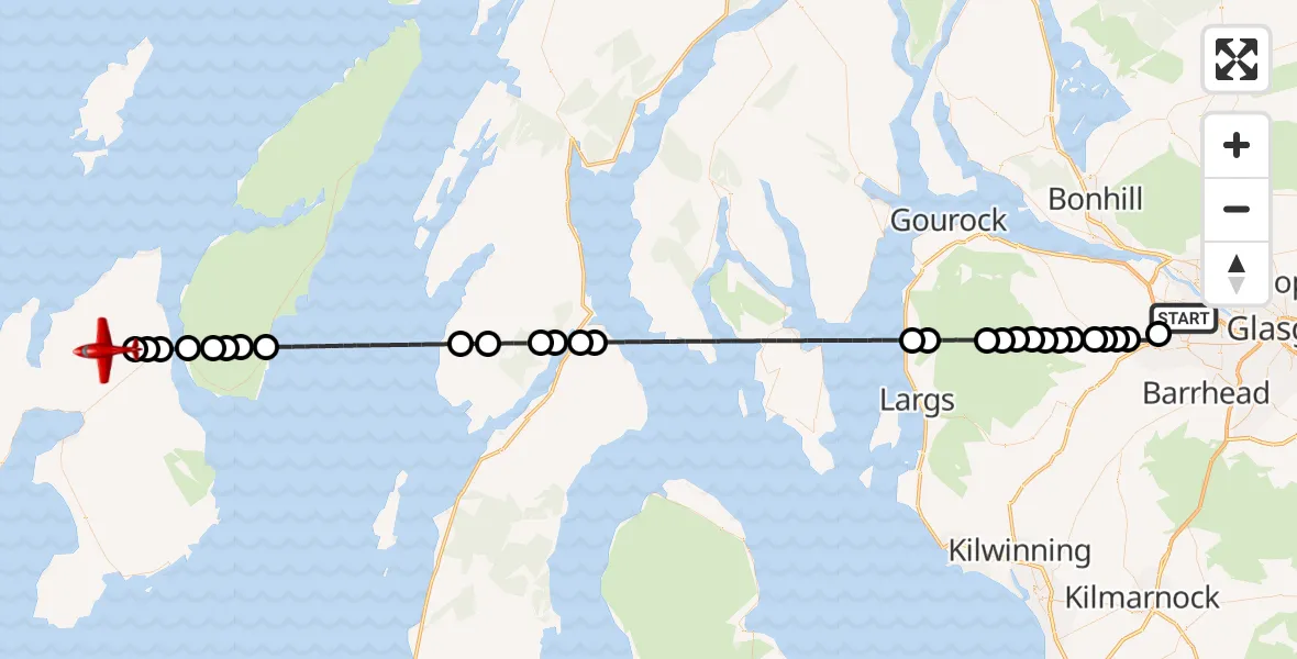 Flight route Air Ambulance Aircraft Glasgow Airport - Gleann Airigh an t-Sluic, 24 September 2026, 10:28