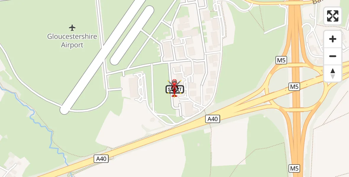 Flight route Air Ambulance Helicopter Gloucestershire Airport - Tewkesbury, 24 September 2026, 12:19