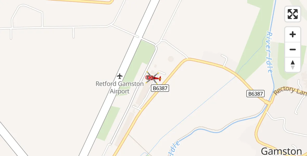 Flight route Air Ambulance Helicopter Retford Gamston Airport - Retford Gamston Airport, 24 September 2026, 12:45